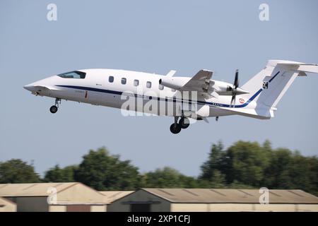 RAF Fairford, UK. 19 July 2024. Italian Piaggio P.180 Avanti taking off at RIAT 2024. Stock Photo