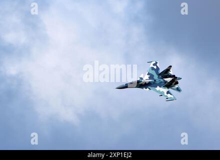 Sukhoi Su 30 Model Radio Controlled Jet in Flight. Stock Photo