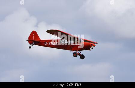 Vintage G-SVAS PA-18 1961 Piper Super Cub  aircraft in flight. Stock Photo