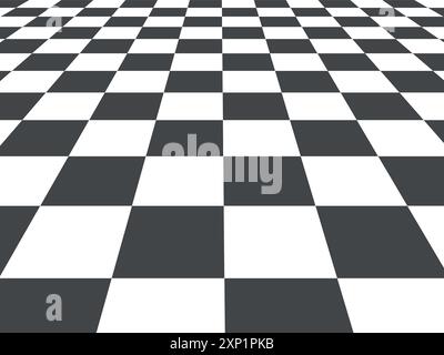 Checkered square pattern ground. Perspective grid view Stock Vector