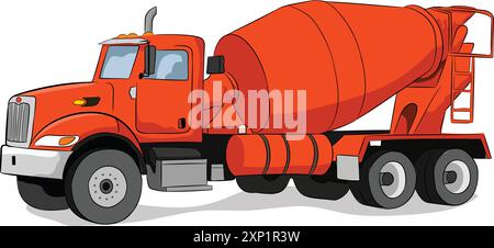 Vector illustration of cement mixer truck vector. Stock Vector