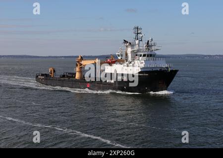 SD NORTHERN RIVER is a multi purpose offshore auxiliary craft operated by Serco Marine and serving the Royal Navy Stock Photo