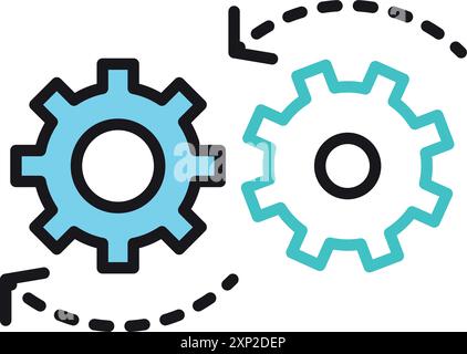 Gears proccess icon. Rotating cogwheels color symbol Stock Vector