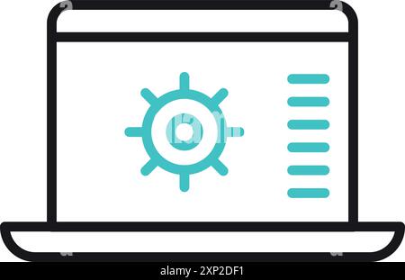 Software settings on laptop screen color line icon Stock Vector