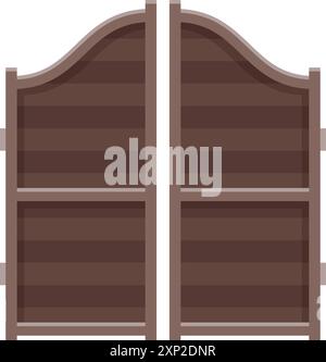 Retro wooden doorway in wild west style. Vintage doors Stock Vector