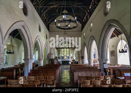 The interior of St Andrew's church, Meonstoke, Hampshire, England first built in 1230. Stock Photo