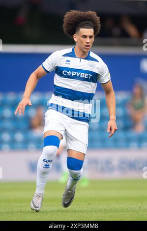 3rd August 2024; Loftus Road Stadium, Shepherds Bush, West London, England; Pre Season Football Friendly, Queens Park Rangers versus Brighton and Hove Albion; Rayan Kolli of Queens Park Rangers Credit: Action Plus Sports Images/Alamy Live News Stock Photo