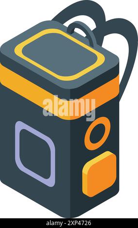 Laser level measuring tool with strap for accurate measurements on construction sites, ensuring precise leveling Stock Vector