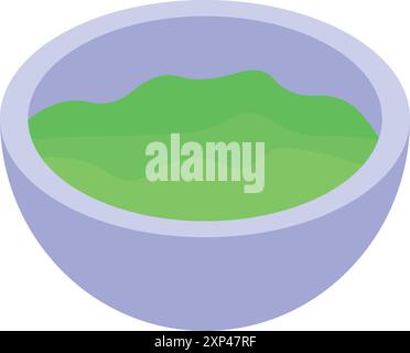Green smoothie sitting in a bowl icon, isometric style Stock Vector