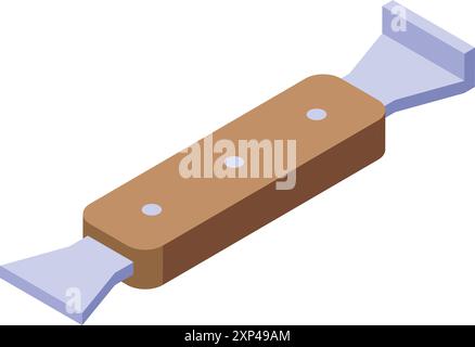 Construction tool trowel with wooden handle for filling, applying and patching Stock Vector