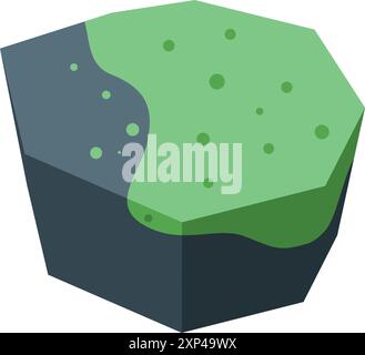 Isometric icon of toxic waste slowly spreading over grey surface Stock Vector