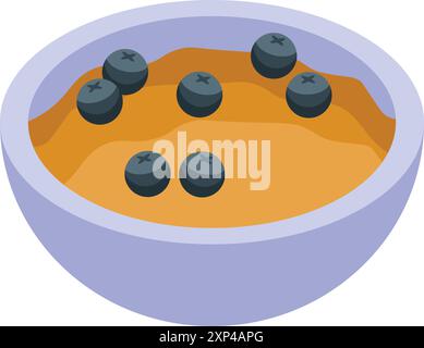 Delicious porridge with honey and blueberries being served in a bowl for a healthy breakfast Stock Vector