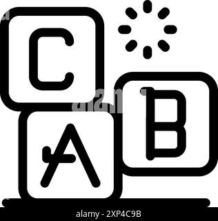 Abc blocks are stacked on top of each other, forming a word and encouraging early childhood education Stock Vector
