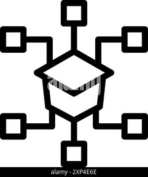 Simple icon of a blockchain network connecting blocks with lines Stock Vector