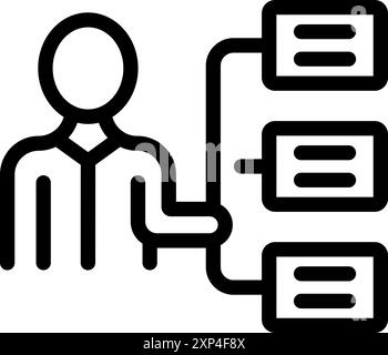 Businessman is connecting to multiple servers, symbolizing multitasking and efficiency in a technological environment Stock Vector