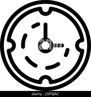 Simple line art icon of a clock face indicating the concept of time passing Stock Vector