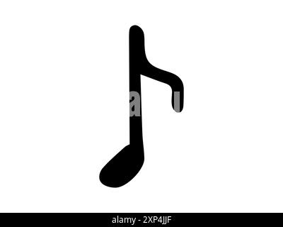 Black hand drawn musical note isolated on a white background. Concept of music, melody, minimalist style, musical notation. Print, icon, design element. Stock Vector