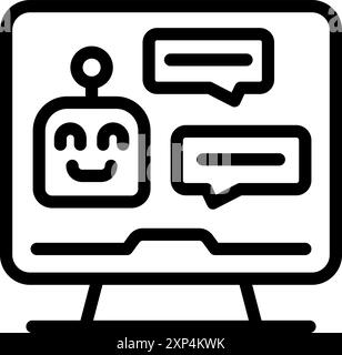 Chatbot software displaying friendly chat on a computer screen, representing ai customer service and automated communication Stock Vector