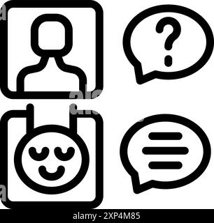 Customer support chatbot giving an answer to client's question in messenger app Stock Vector