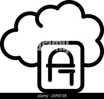 Simple icon of cloud computing offering easy access to online font library for graphic designers and creative professionals Stock Vector