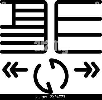 Two data blocks transferring data with arrows and refresh icon Stock Vector
