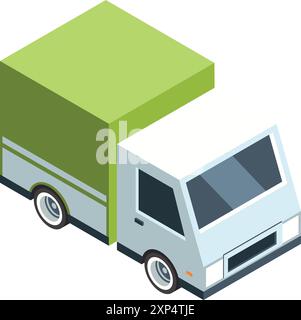 Cargo truck isometric icon. Shipping delivery transport Stock Vector