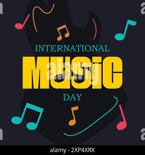 International Music Day colorful background design template. Vector illustration Stock Vector