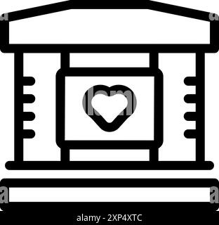 Line art icon of a wedding altar signifying love and commitment Stock Vector