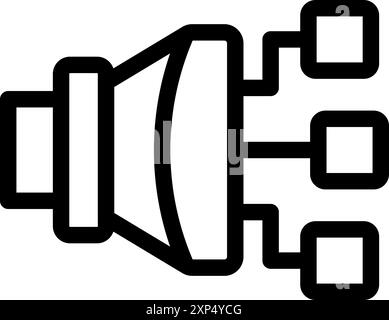 Loudspeaker sending data through digital network with multiple connections Stock Vector
