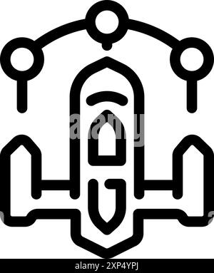 Spaceship is flying through space and connecting to space stations Stock Vector