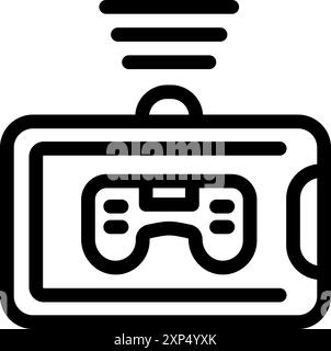 Bold, minimal line design of a mobile gaming platform, featuring a gamepad controller and signal, ideal for representing mobile gaming apps and services Stock Vector