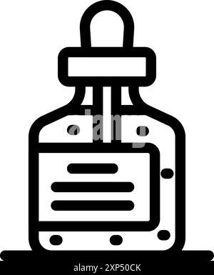Line icon of a dropper bottle, representing a stage in the production of essential oils Stock Vector