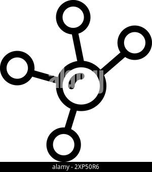 Simple icon of a molecule, representing chemical bonds and atoms Stock Vector