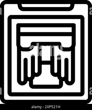 Simple black and white icon of a washing machine display showing a washing cycle program Stock Vector