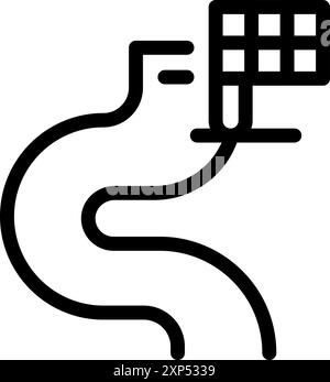 Winding road leading to a finish line with a checkered flag waving, symbolizing the concept of success Stock Vector