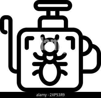 Line art icon of a bug sprayer, perfect for websites and apps related to pest control Stock Vector