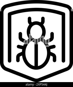 Shield is protecting a system from a bug threat Stock Vector