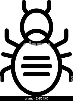 Simple, bold, black and white line art illustration of a bug, perfect for a logo or icon Stock Vector