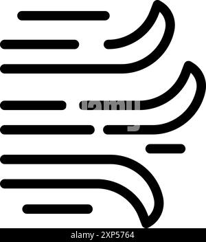 Simple black line art icon representing wind blowing Stock Vector