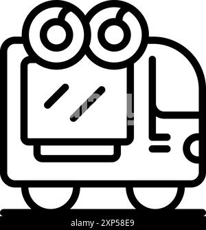 Tram travelling on rails with overhead line icon Stock Vector