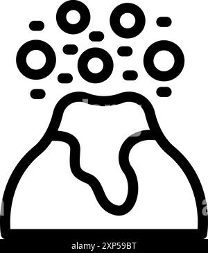 Line icon of a volcano erupting, spewing molten rock and ash into the atmosphere Stock Vector