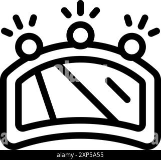 Line art icon of a car dashboard with warning lights illuminated, signaling potential issues that require attention Stock Vector