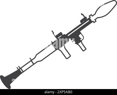 Grenade launcher weapon. Shoulder fired missile gun black icon Stock Vector