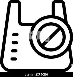 Icon of a plastic bag with a no symbol representing the fight against pollution Stock Vector