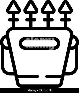 Line icon of a multi cooker steaming food, ideal for websites or apps about cooking Stock Vector