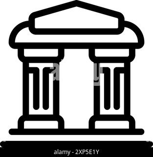 Ancient greek temple facade with two columns and a pediment, representing classical architecture and historical heritage Stock Vector