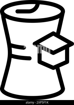 Simple bold outline icon representing the concept of storing knowledge and diplomas online Stock Vector