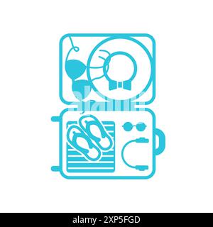 Travel summer suitcase icon, Isolated on white background. From blue icon set. Stock Vector