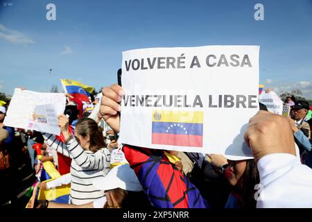 POL MARCHA RECHAZO MADURO VENEZUELA Quito, August 03, 2024, In the Bicentennial Park a march demonstrates in favor of the freedom of Venezuela and in rejection of what was labeled as electoral fraud by the marchers, Garel Benalcazar API Quito Pichincha Ecuador POL POL MARCHARECHAZOMADURO VENEZUELA f443441859757878db65214557fc9562a0 Copyright: xGARELBENALCAZARx Stock Photo