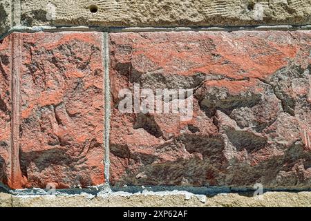 The detail of an exterior wall constructed with large stone blocks Stock Photo